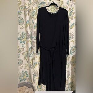 UNIVERSAL Standard Dina Black Long Sleeve Side Tie Wrap Dress Size M or 2X